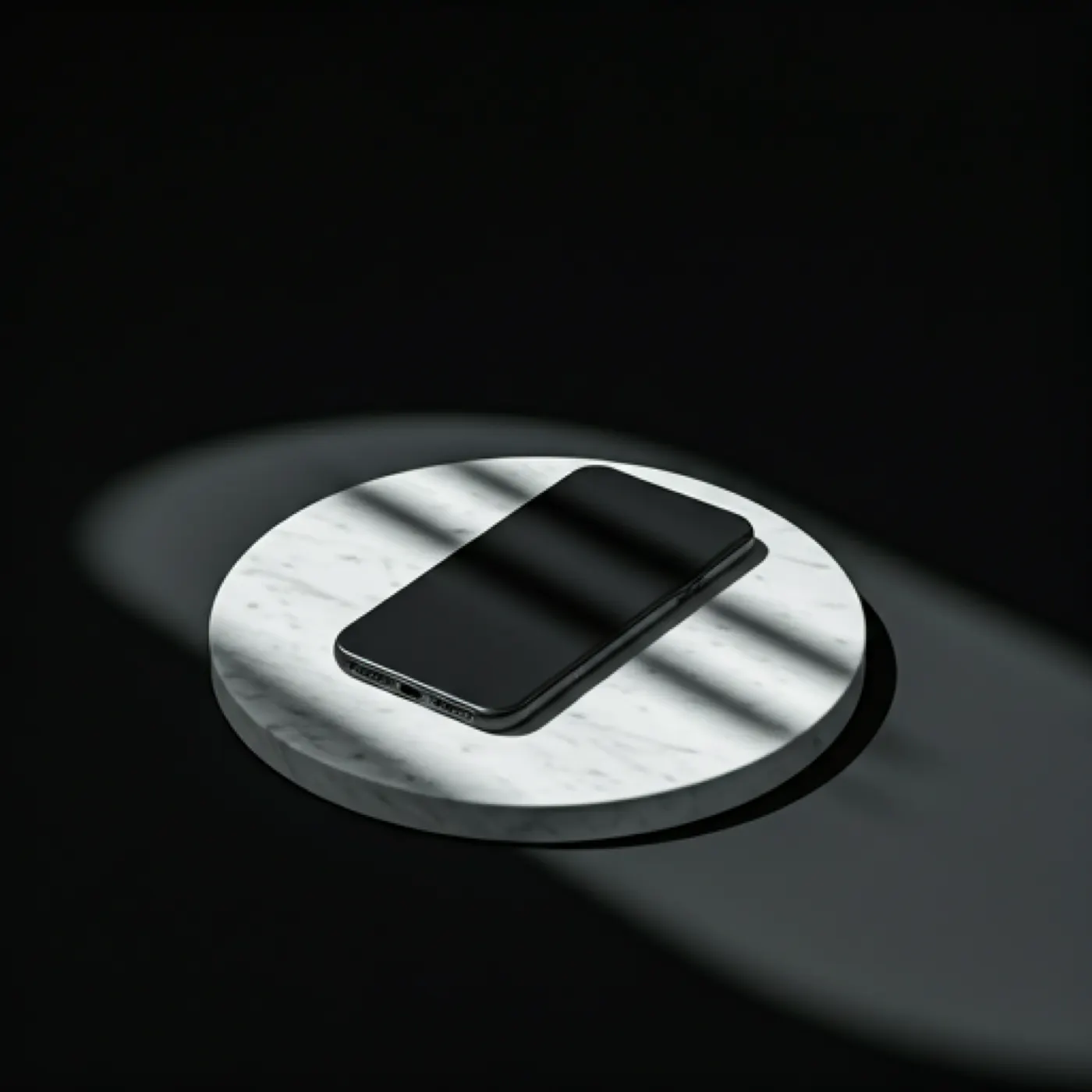 黑色智能手机的极简产品摄影